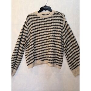 Vero Moda Striped Long Sleeve Pullover Sweater Top XL Beige Black